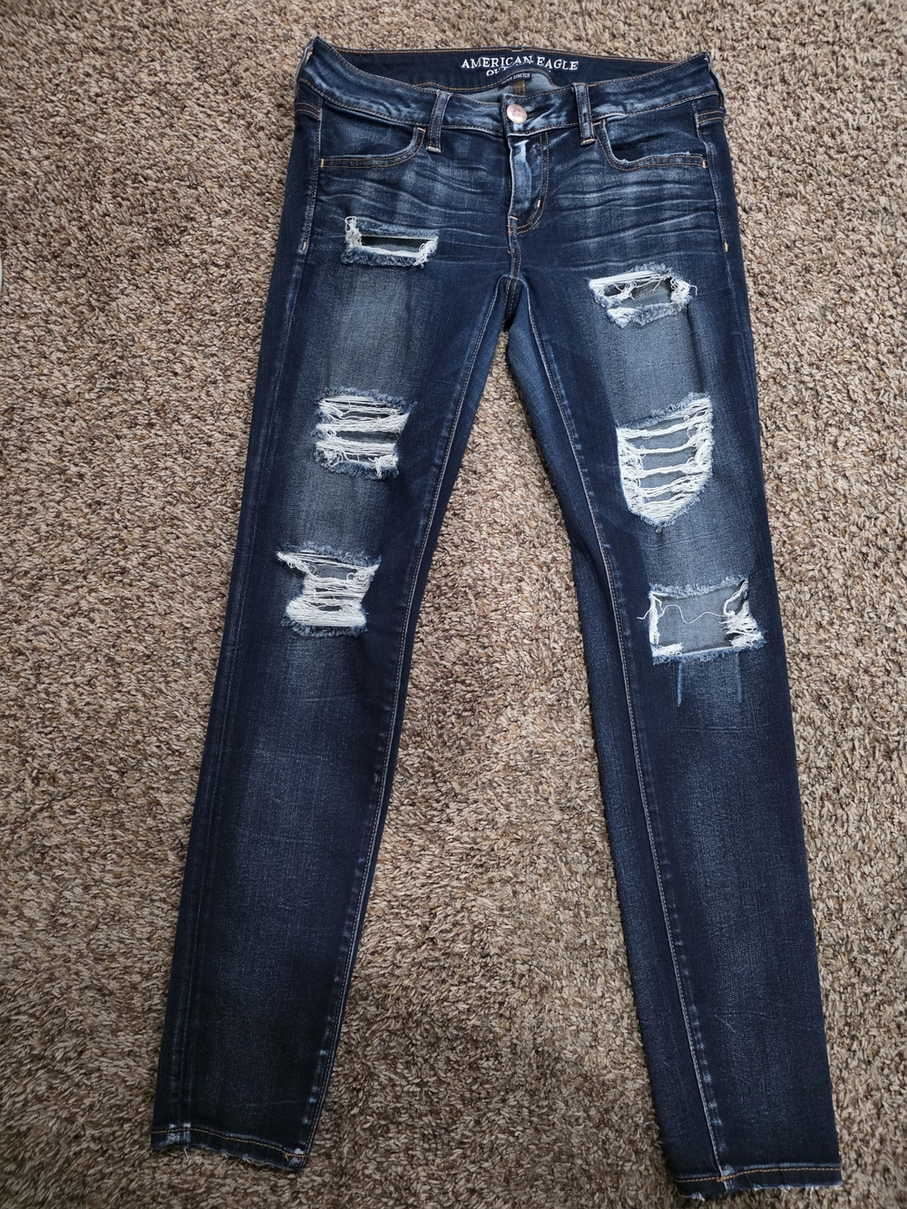 American Eagle Outfitters Navy Distressed Women's Skinny Jeans